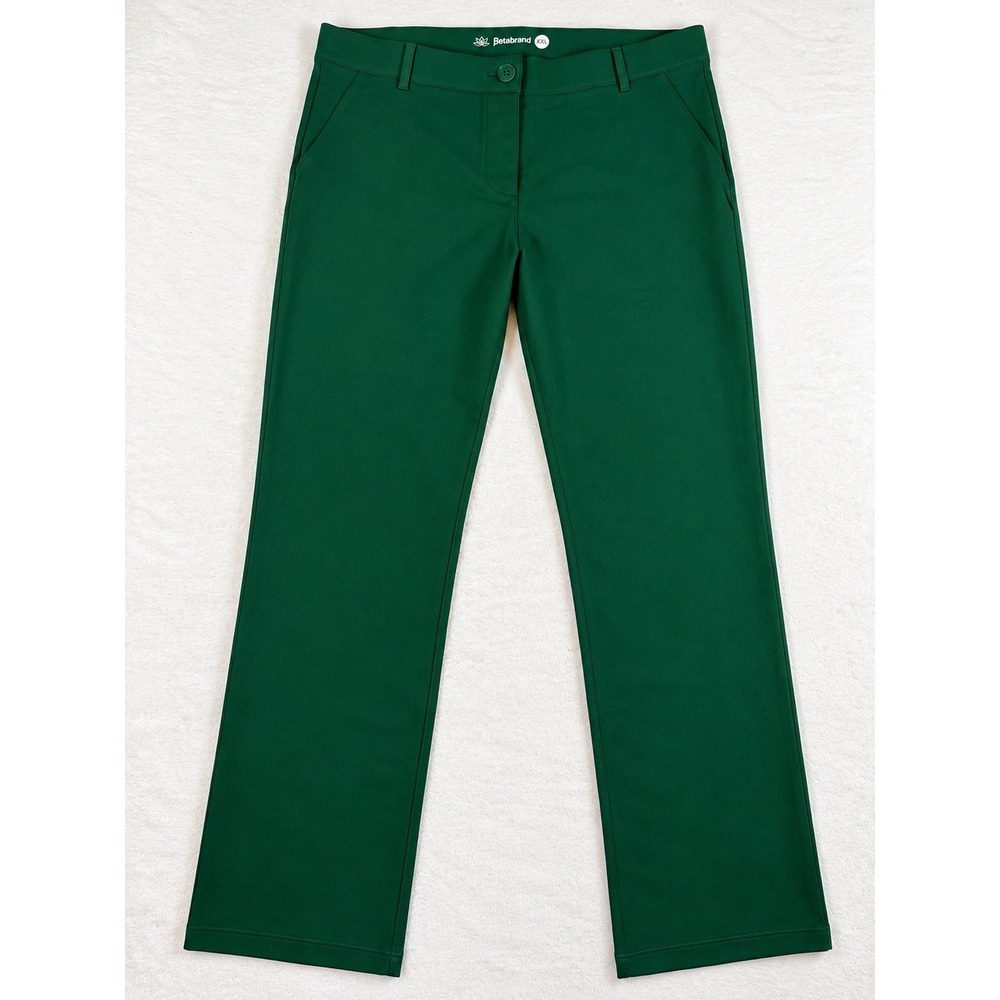 Betabrand Dress Pant Yoga Pants XXL Petite Forest Green Straight Leg W0076-EG